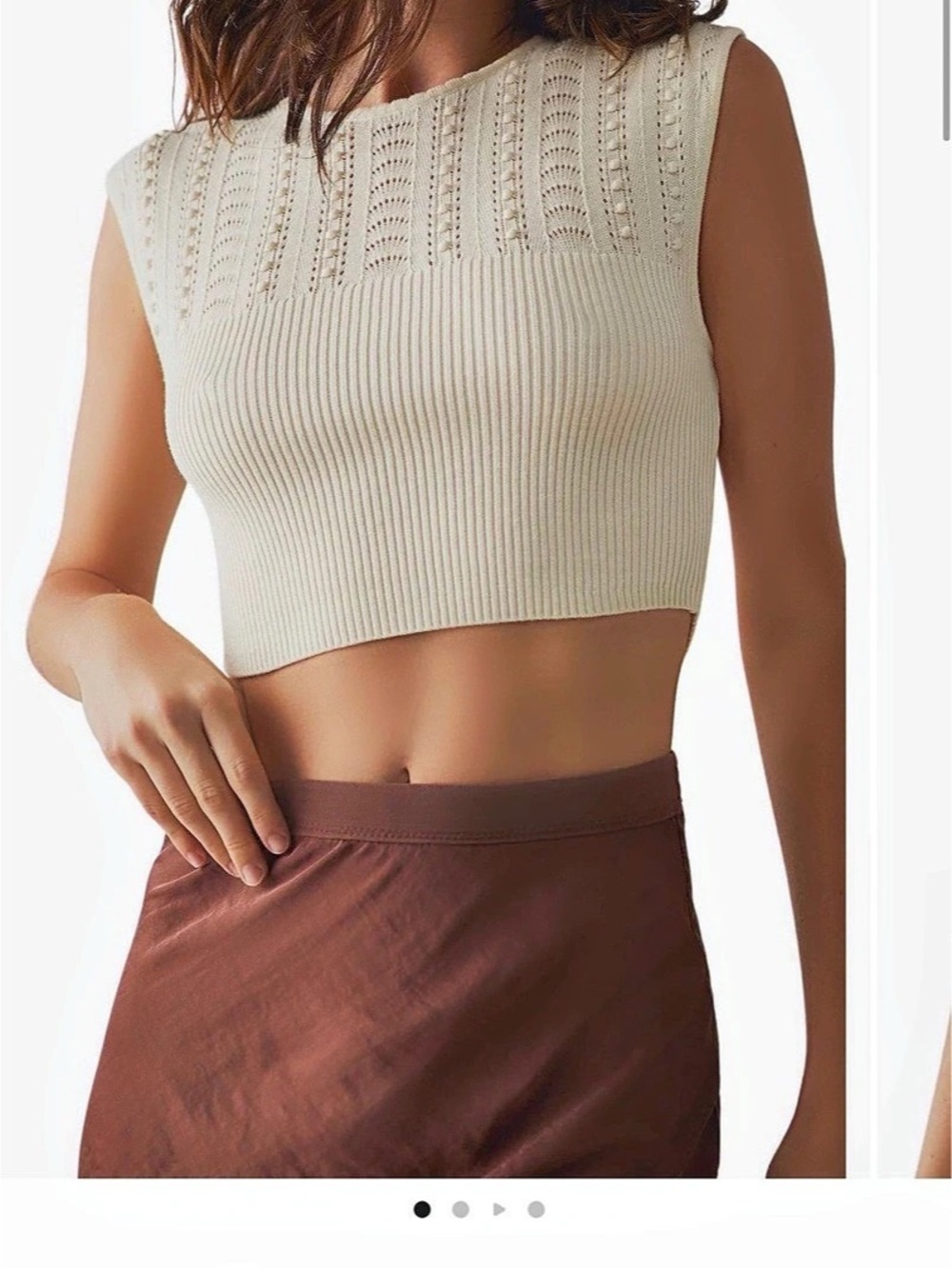 Free People Catchin Dreams Sleepless Top Knit Crop Top White